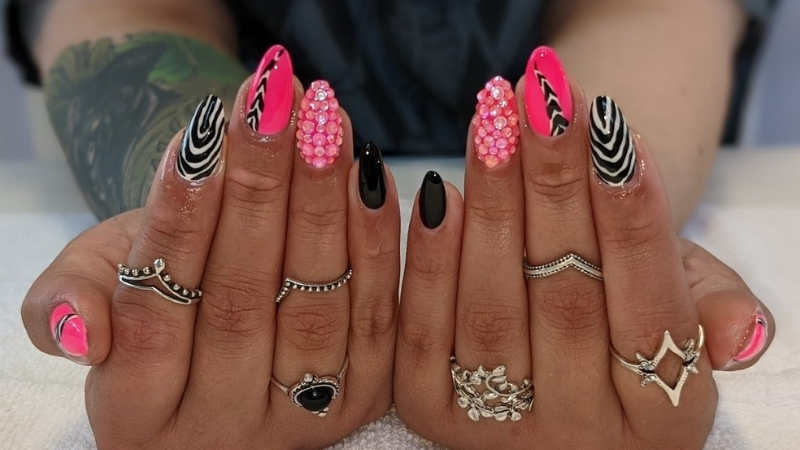 Vibrant custom nail art