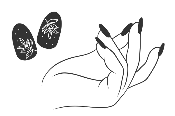 Hand with nail art drawing